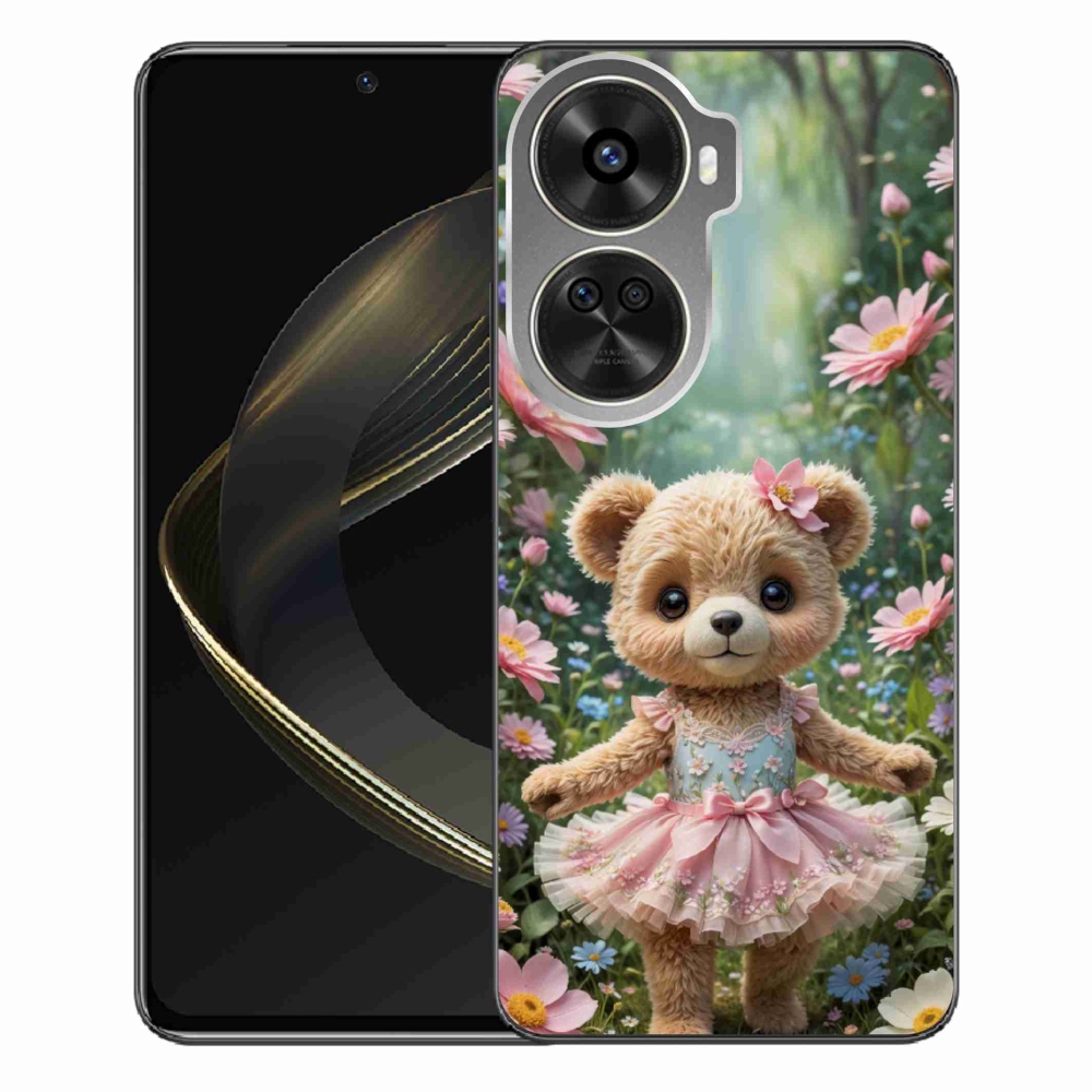 Gél borítás mmCase a Huawei Nova 12 SE-hez - aranyos mackó virágokban