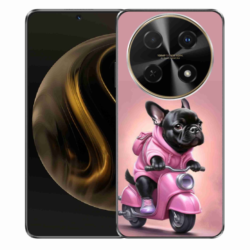 Gél borítás mmCase a Huawei Nova 12i számára - francia bulldog egy robogón