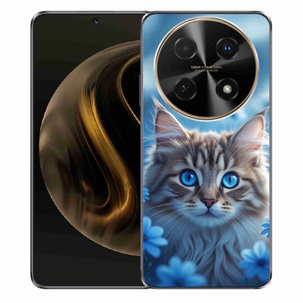 mmCase gél tok a Huawei Nova 12i-hez – kiscica kék virágokkal