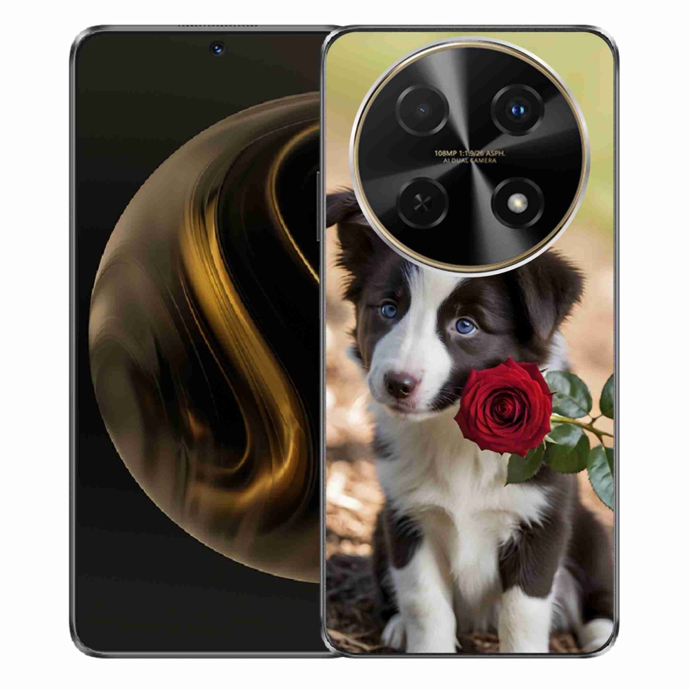 mmCase gél tok a Huawei Nova 12i-hez – aranyos border collie rózsával