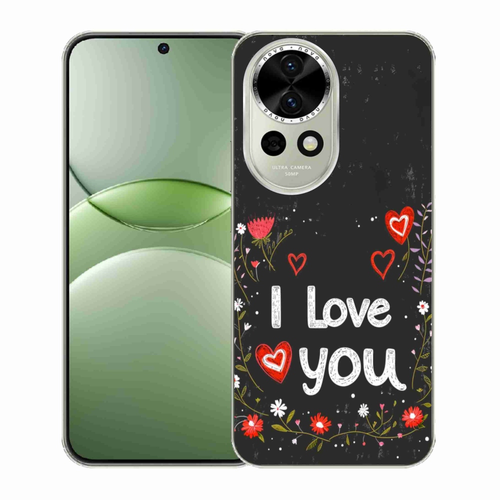 Gél borító mmCase a Huawei Nova 13 5G számára - Szeretlek fekete háttérrel