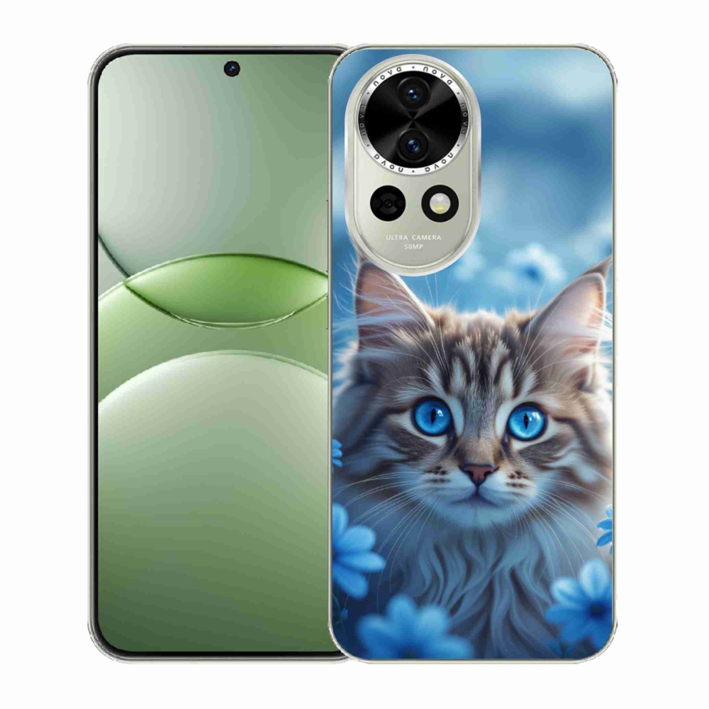 mmCase gél tok a Huawei Nova 13 5G-hez – kiscica kék virágokkal