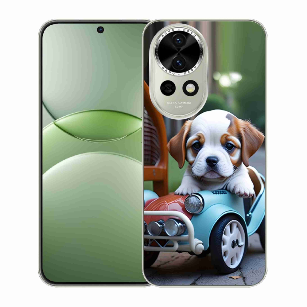 mmCase gélhuzat a Huawei Nova 13 5G-hez – kiskutya retro autóban
