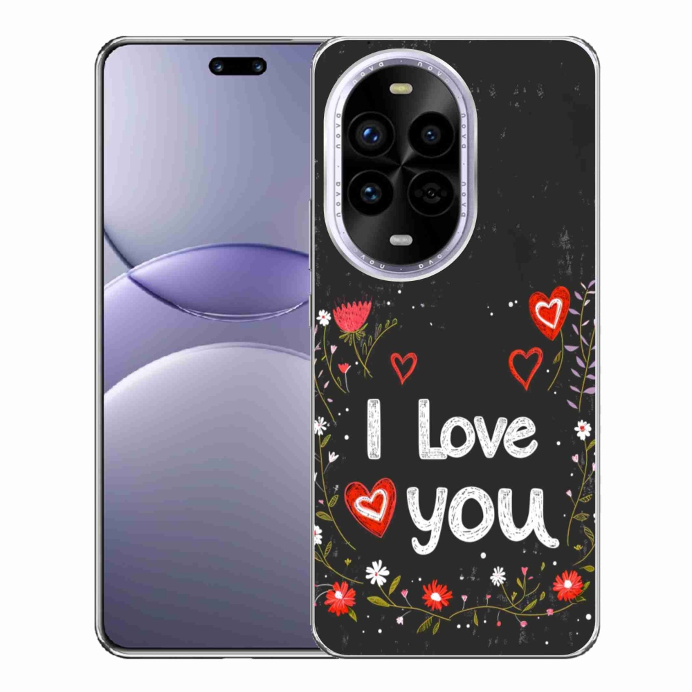 Gél borító mmCase a Huawei Nova 13 Pro 5G számára - Szeretlek fekete háttérrel