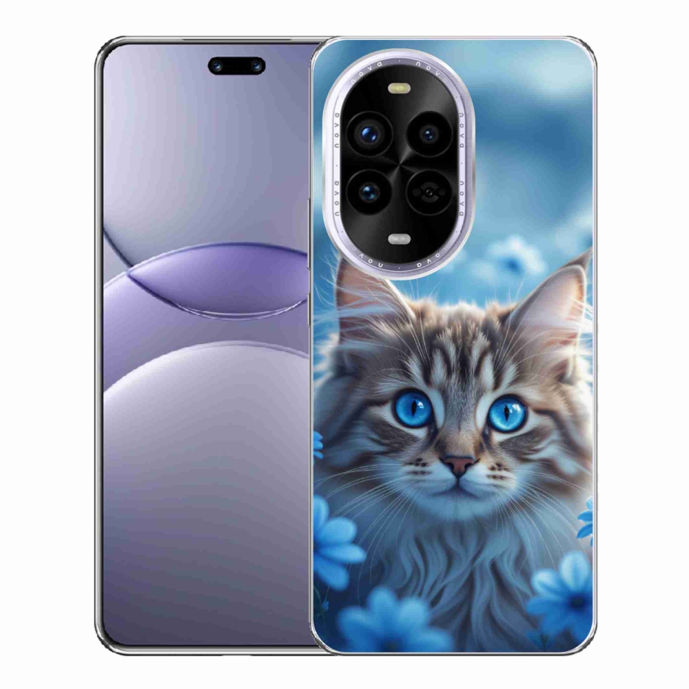 Gél borító mmCase a Huawei Nova 13 Pro 5G készülékhez - kék virágos cica