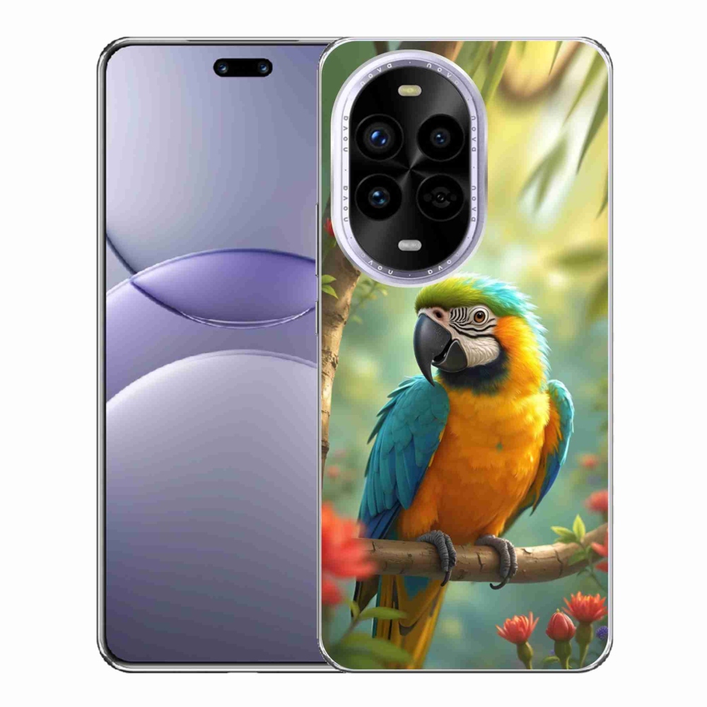 Gél borítás mmCase a Huawei Nova 13 Pro 5G számára - papagáj ara kék és sárga