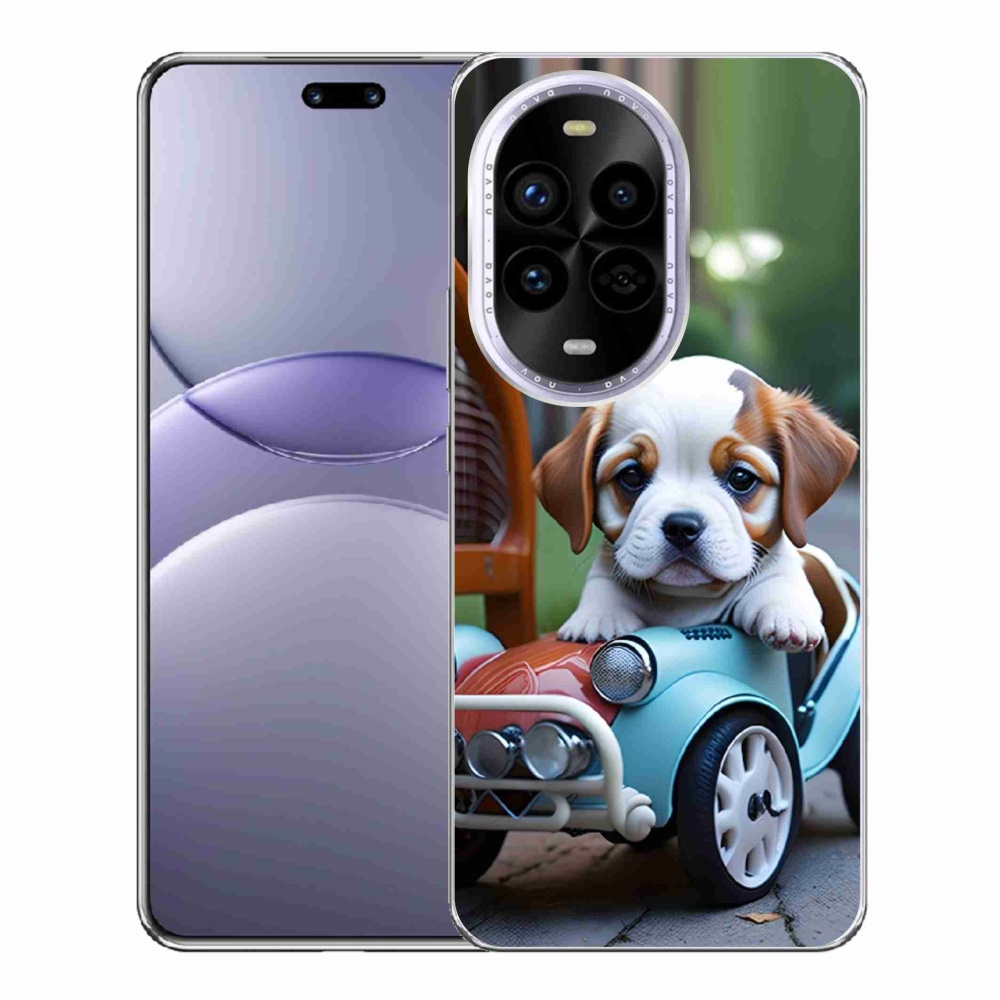 Gél borítás mmCase a Huawei Nova 13 Pro 5G-hez - kiskutya retro autóban