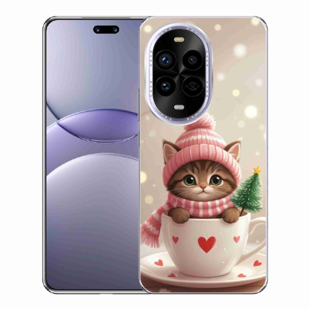 Gél borítás mmCase a Huawei Nova 13 Pro 5G számára - Karácsonyi cica a csészében
