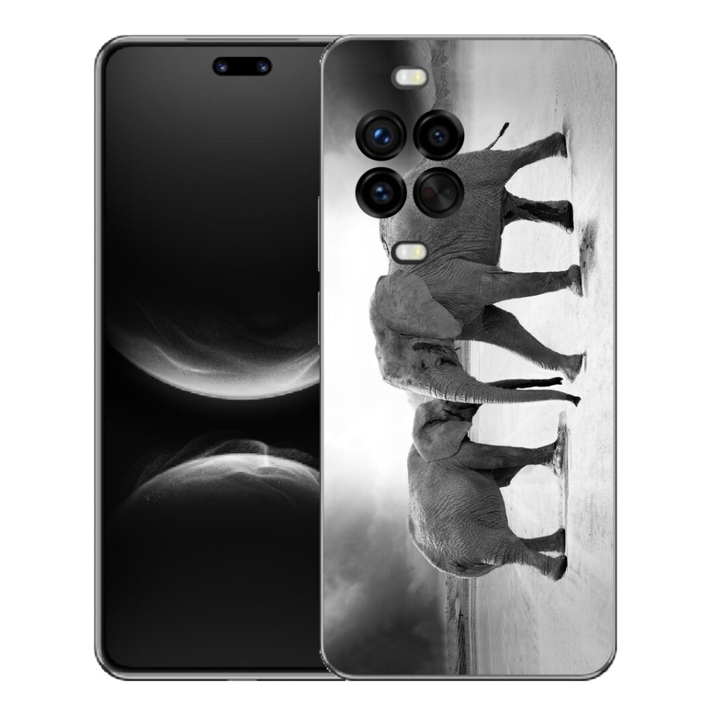 mmCase géltok a Huawei Nova 14 Pro-hoz – fekete-fehér elefántok