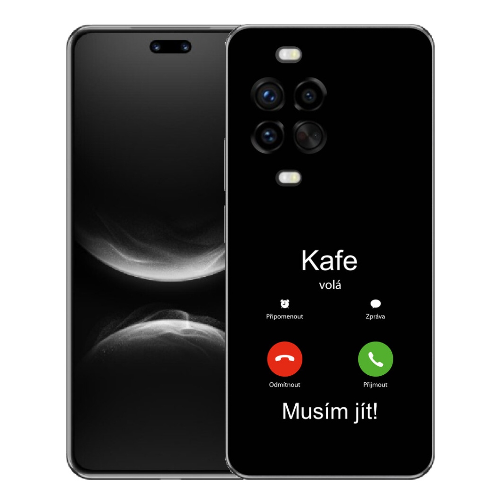 mmCase gél tok a Huawei Nova 14 Pro-hoz – „Kafe volá” fekete háttérrel