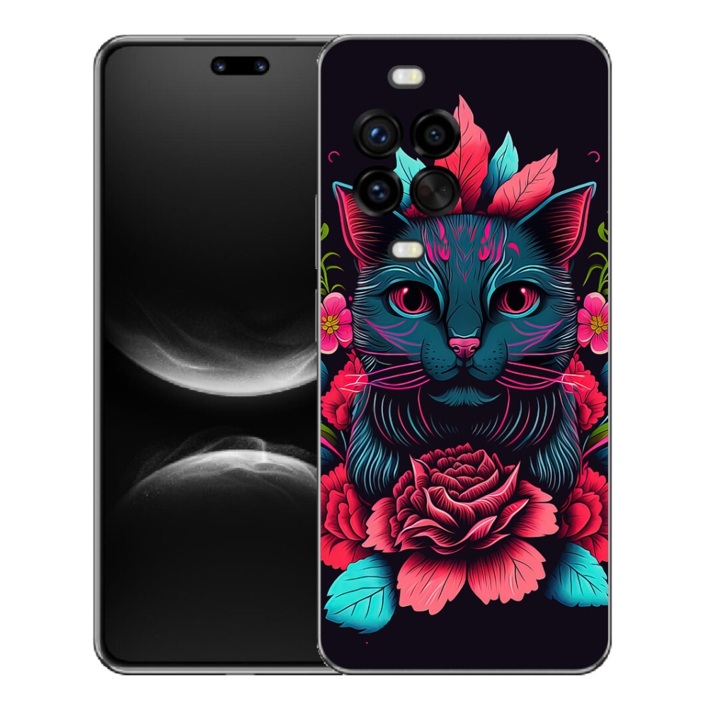 mmCase gél tok a Huawei Nova 14 Pro-hoz – virágok és macska