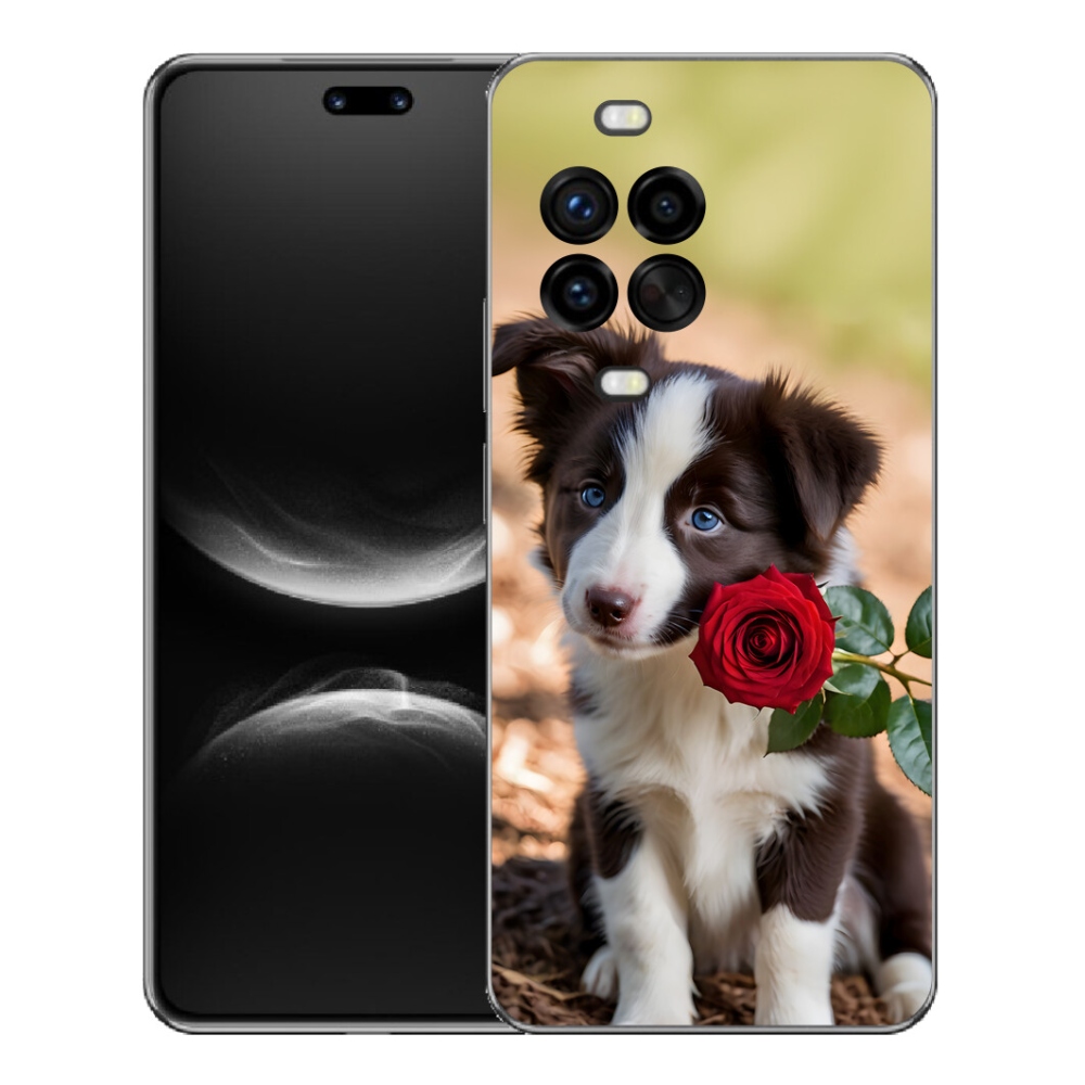 mmCase gél tok a Huawei Nova 14 Pro-hoz – aranyos border collie rózsával