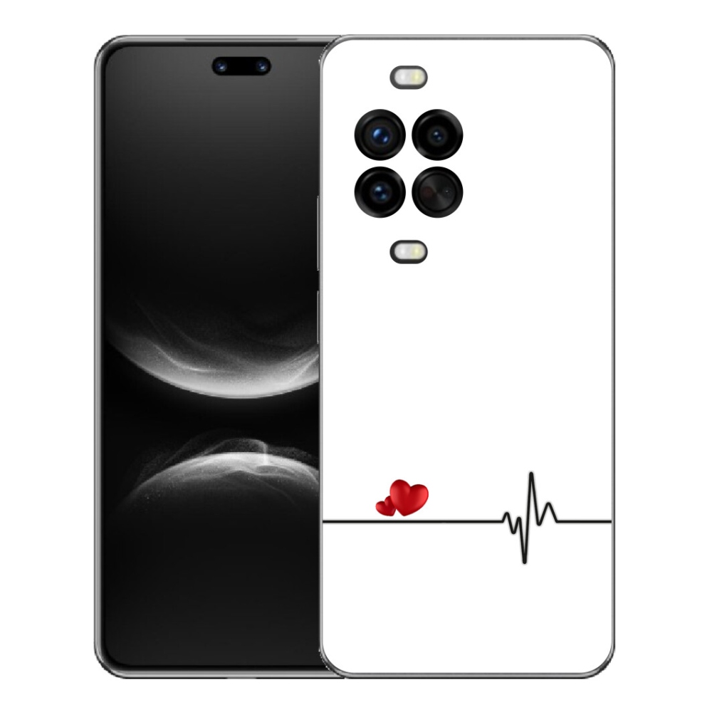 mmCase géltok a Huawei Nova 14 Pro-hoz – szív és pulzus fehér háttérrel