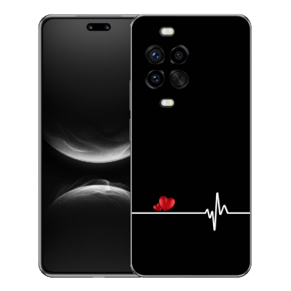 mmCase géltok a Huawei Nova 14 Pro-hoz – szív és pulzus fekete háttérrel