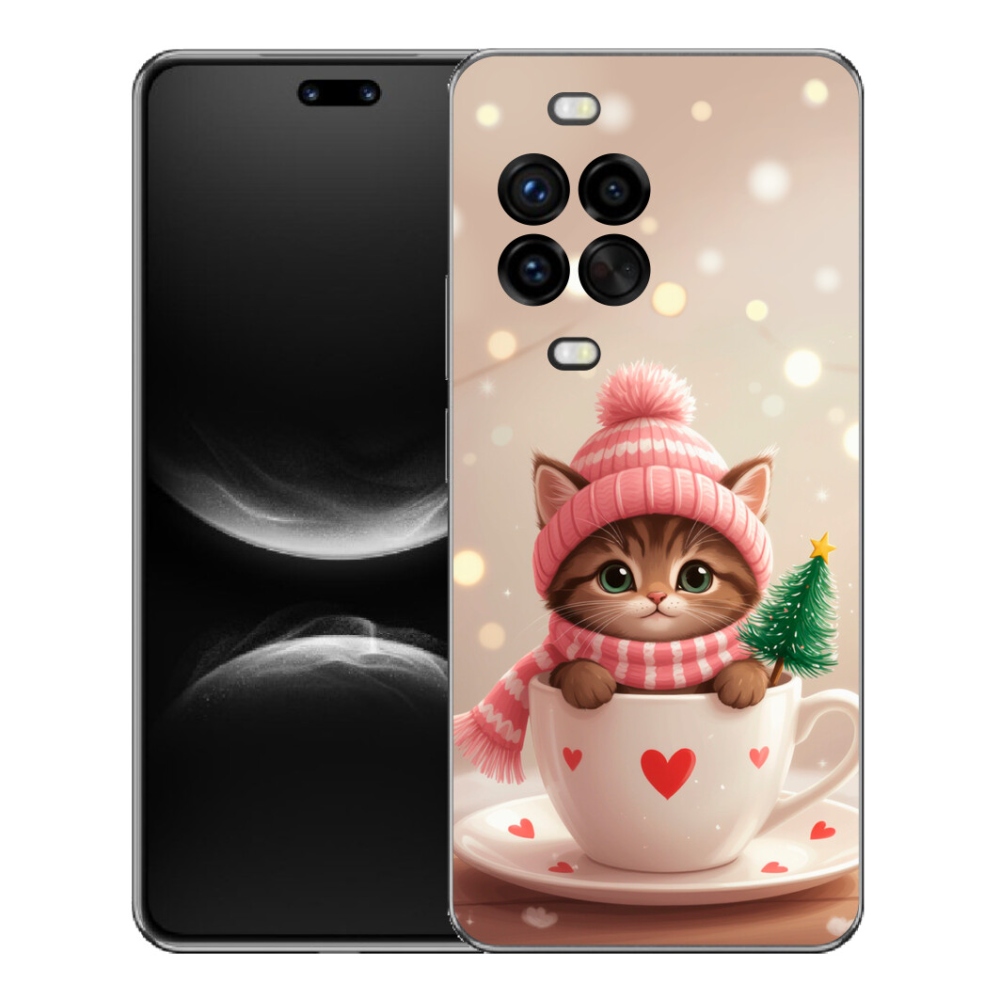 mmCase gél tok a Huawei Nova 14 Pro-hoz – karácsonyi cica egy csészében