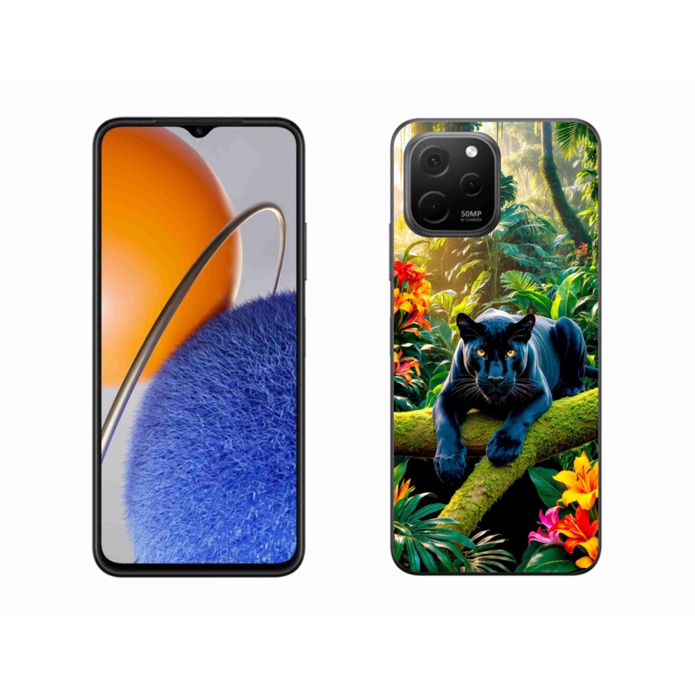 Gél borítás mmCase a Huawei Nova Y61-hez - fekete párduc a dzsungelben