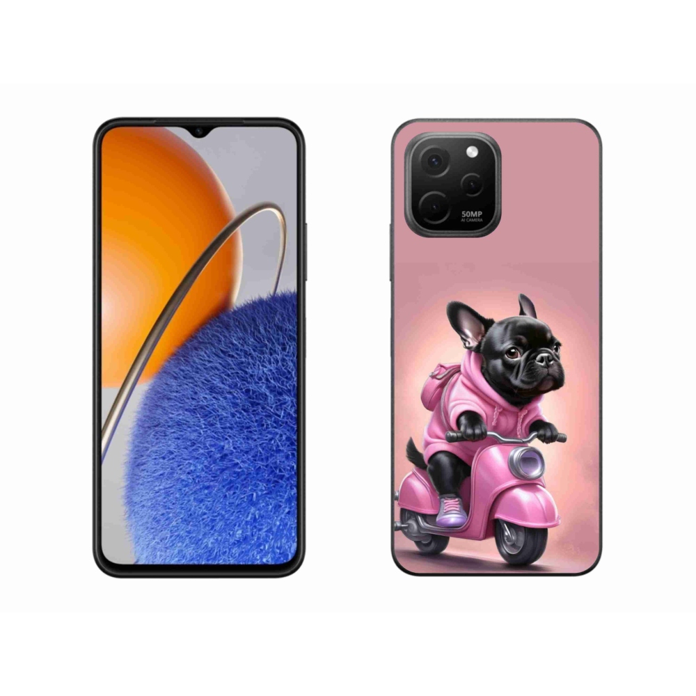 Gél borítás mmCase a Huawei Nova Y61-hez - Francia bulldog egy robogón