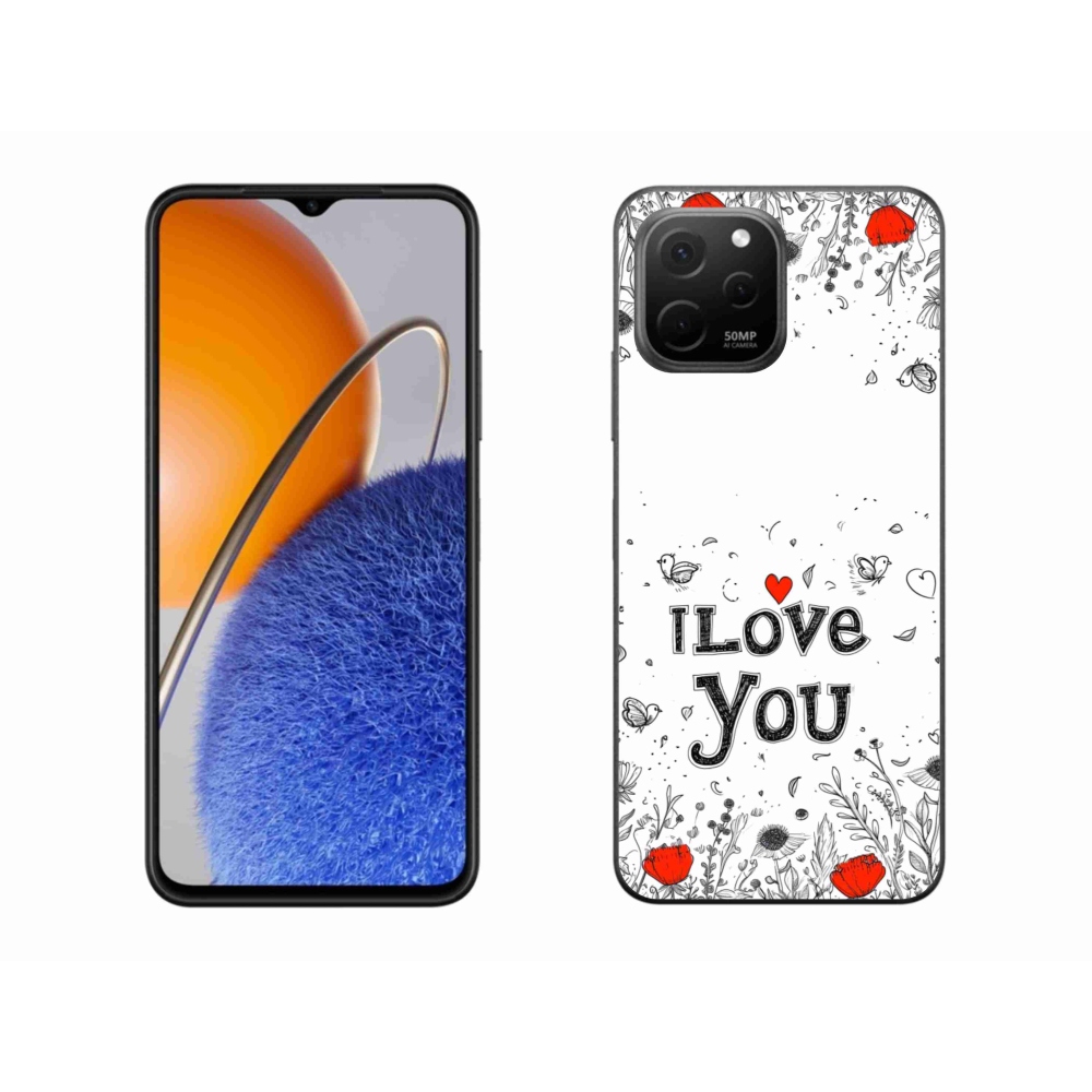 Gél borító mmCase a Huawei Nova Y61-hez - I love you fehér háttérrel