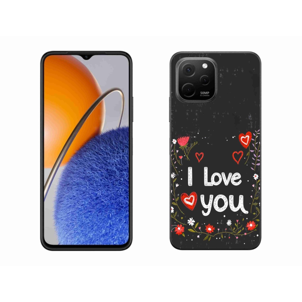 Gél borító mmCase a Huawei Nova Y61-hez - Szeretlek fekete háttérrel