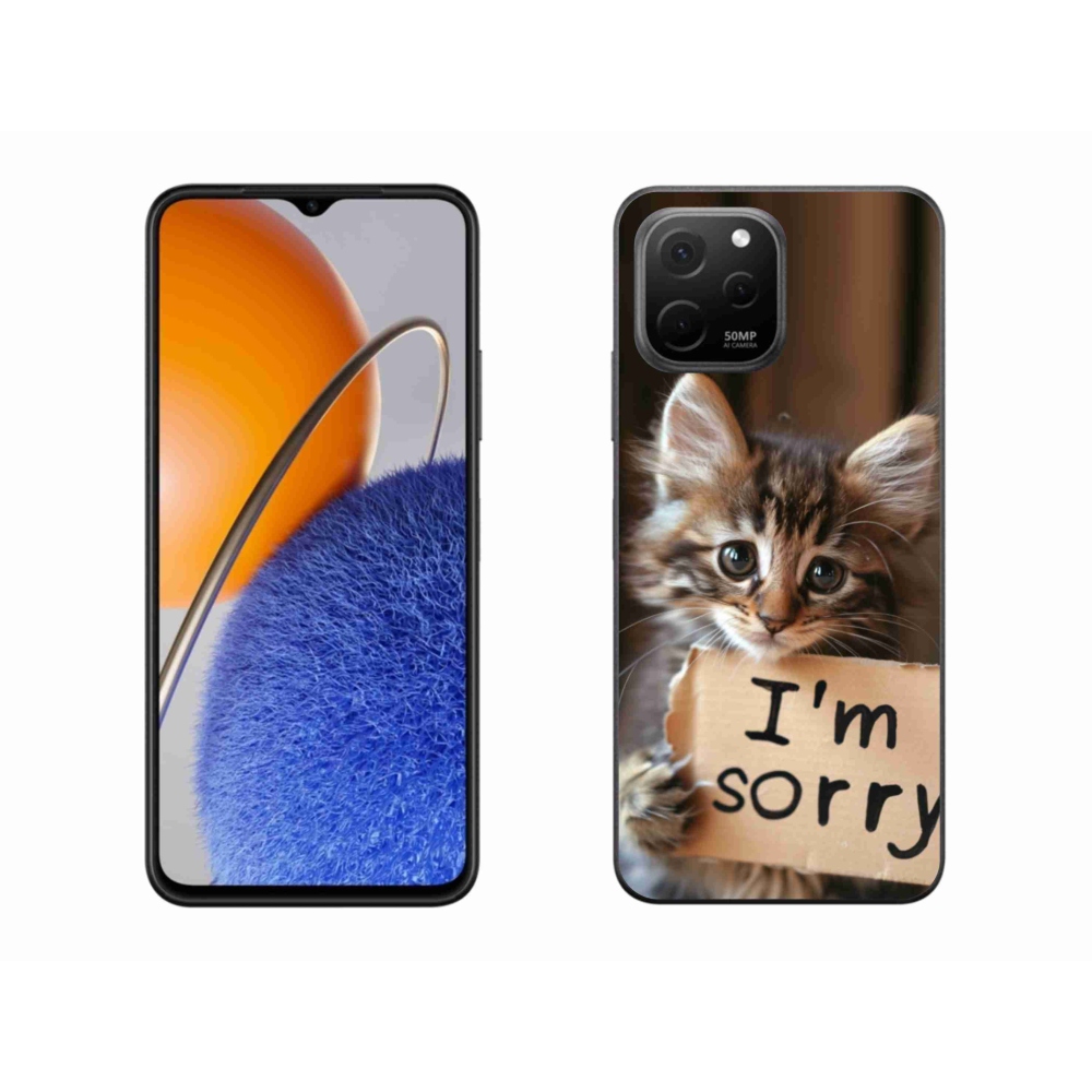 Gél borító mmCase a Huawei Nova Y61 készülékhez - macska bocsánatkérése