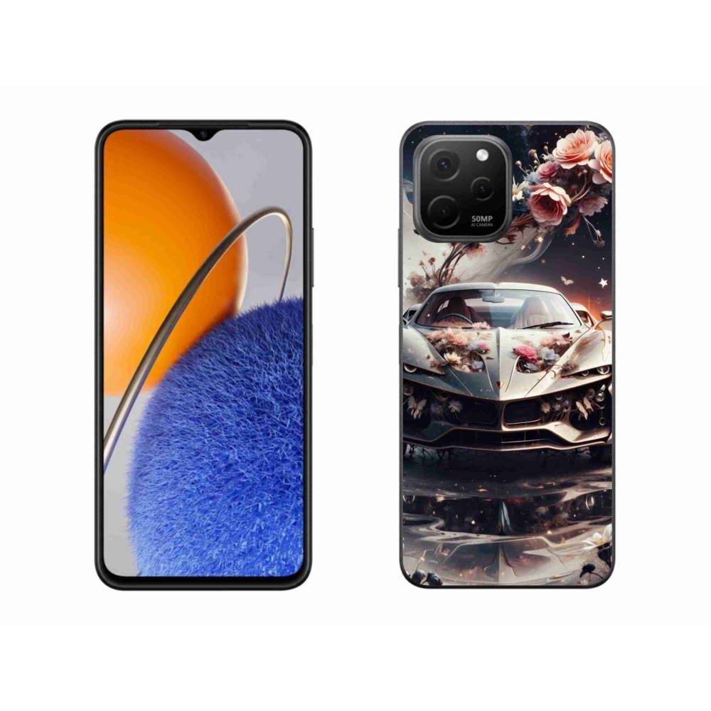 Gél borítás mmCase a Huawei Nova Y61-en - virágos sportkocsi