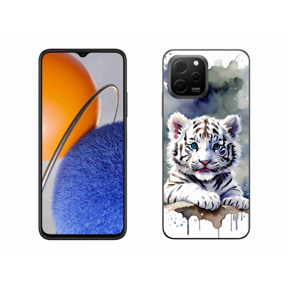 Gél borítás mmCase a Huawei Nova Y61 készülékhez - fehér tigriskölyök