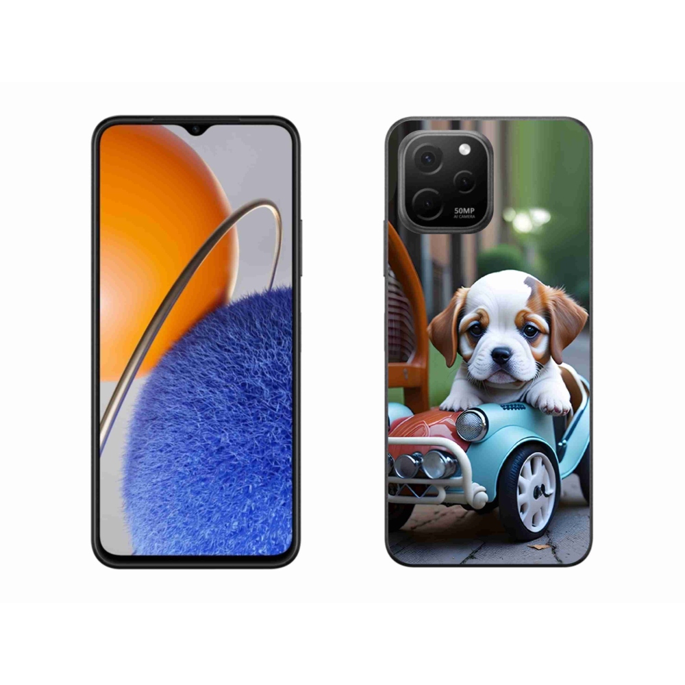 mmCase gél tok a Huawei Nova Y61-hez – kiskutya retro autóban