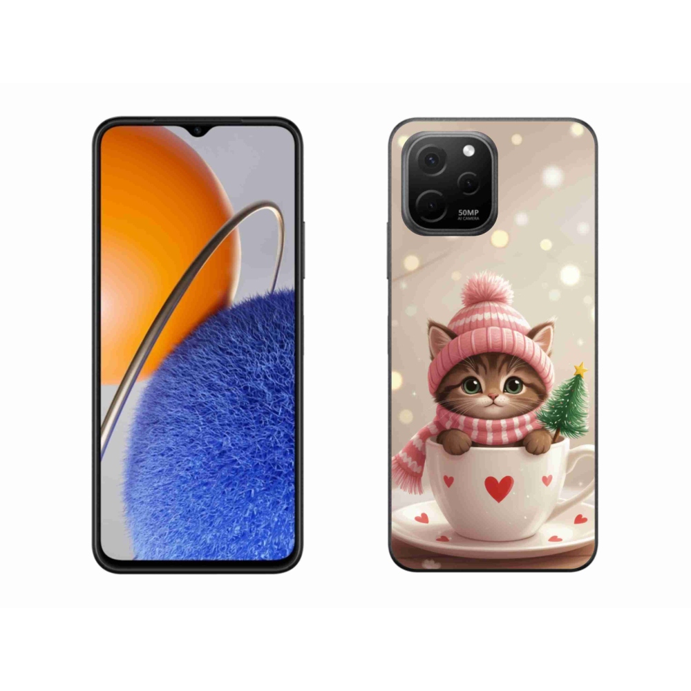 mmCase gél tok a Huawei Nova Y61-hez – karácsonyi cica csészében
