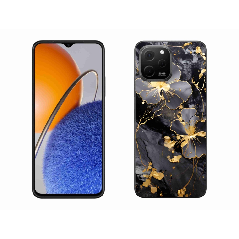 Gél borító mmCase a Huawei Nova Y61 készülékhez - arany virágok