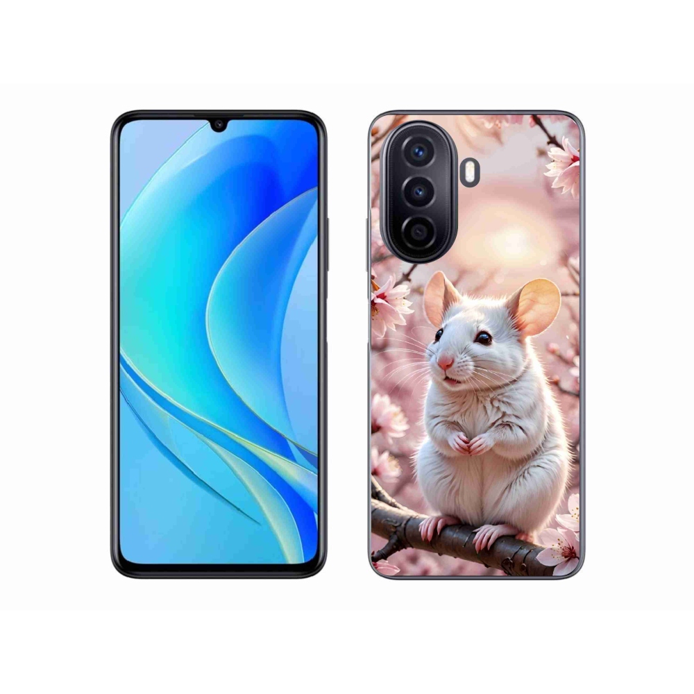 mmCase gél tok a Huawei Nova Y70-hez – fehér egér egy ágon