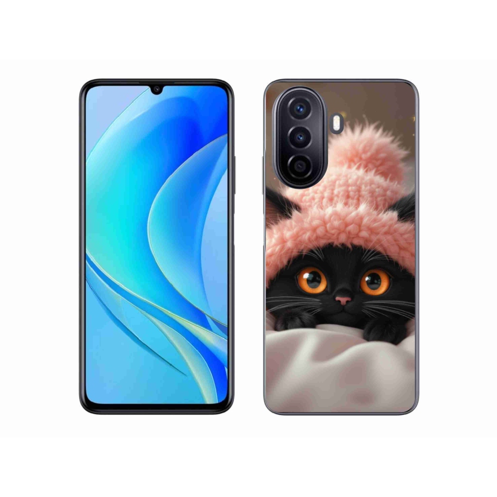 Gél borítás mmCase a Huawei Nova Y70 készülékhez - fekete cica