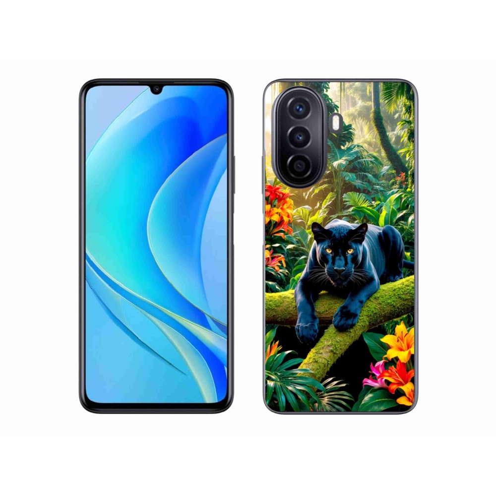 Gél borítás mmCase a Huawei Nova Y70-hez - fekete párduc a dzsungelben