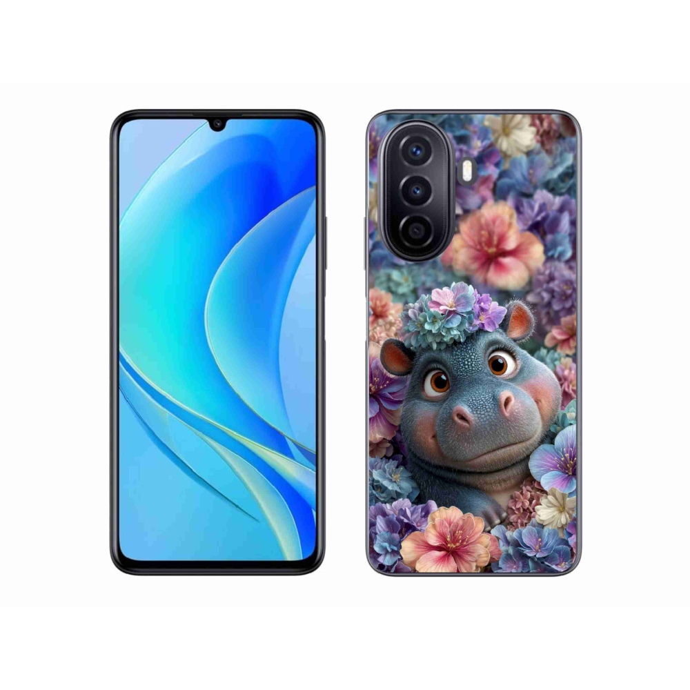 mmCase gél tok a Huawei Nova Y70-hez – virágos víziló