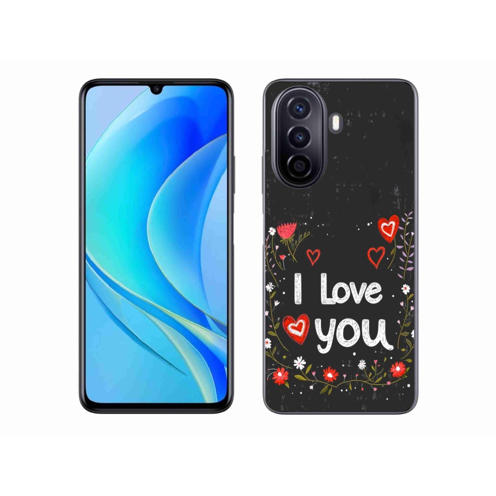 Gél borító mmCase a Huawei Nova Y70-hez - Szeretlek fekete háttérrel