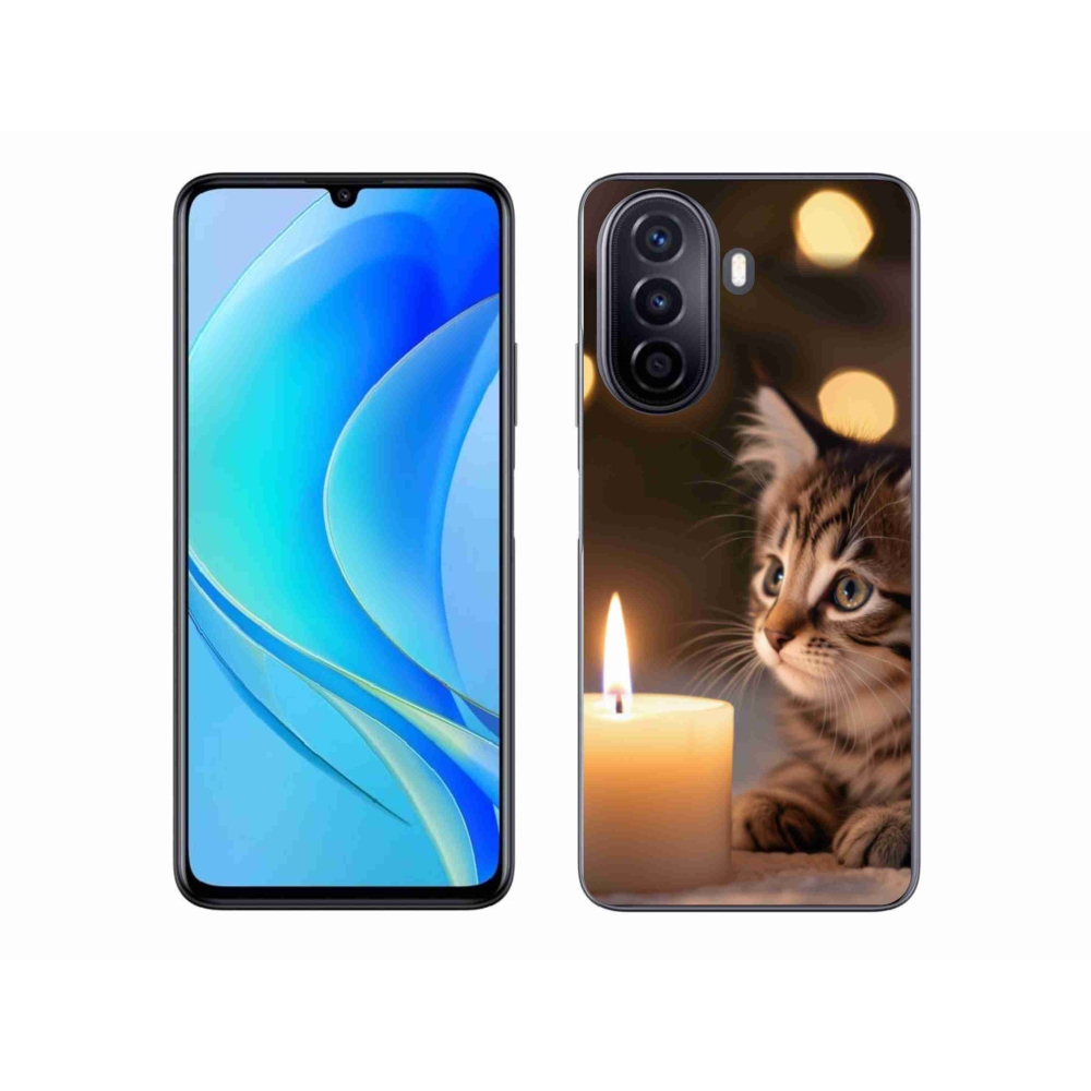 Gél borító mmCase a Huawei Nova Y70 készülékhez - cica és gyertya