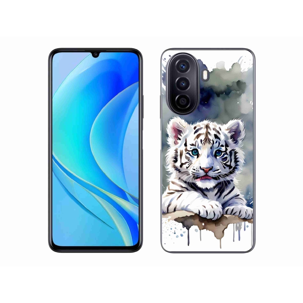 Gél borítás mmCase a Huawei Nova Y70 készülékhez - fehér tigriskölyök