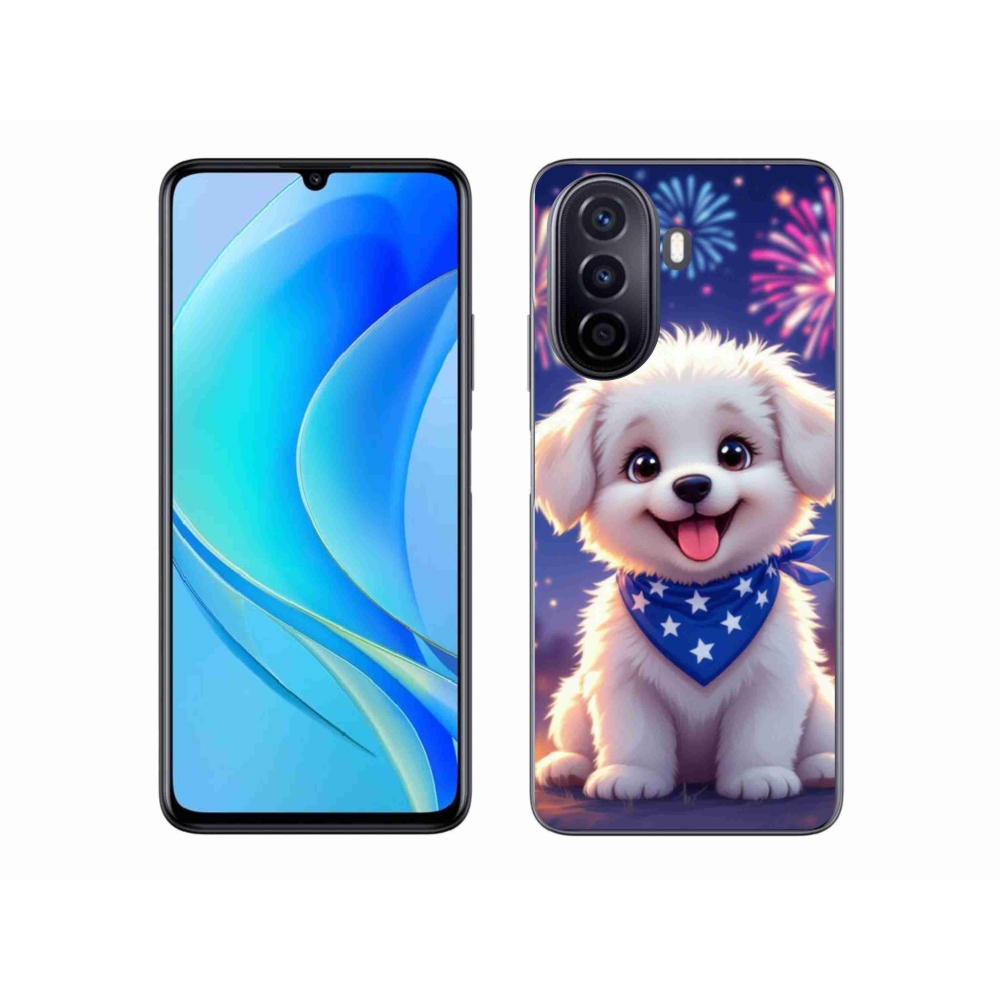 Gél borítás mmCase a Huawei Nova Y70 készülékhez - ünnepi kölyökkutyakölyök