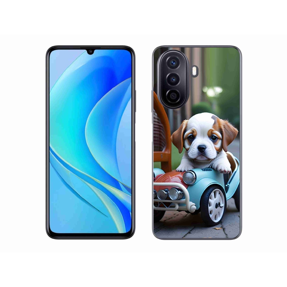 mmCase gél tok a Huawei Nova Y70-hez – kiskutya retro autóban