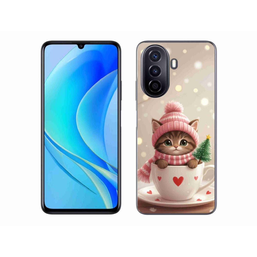 mmCase gél tok a Huawei Nova Y70-hez – karácsonyi cica csészében