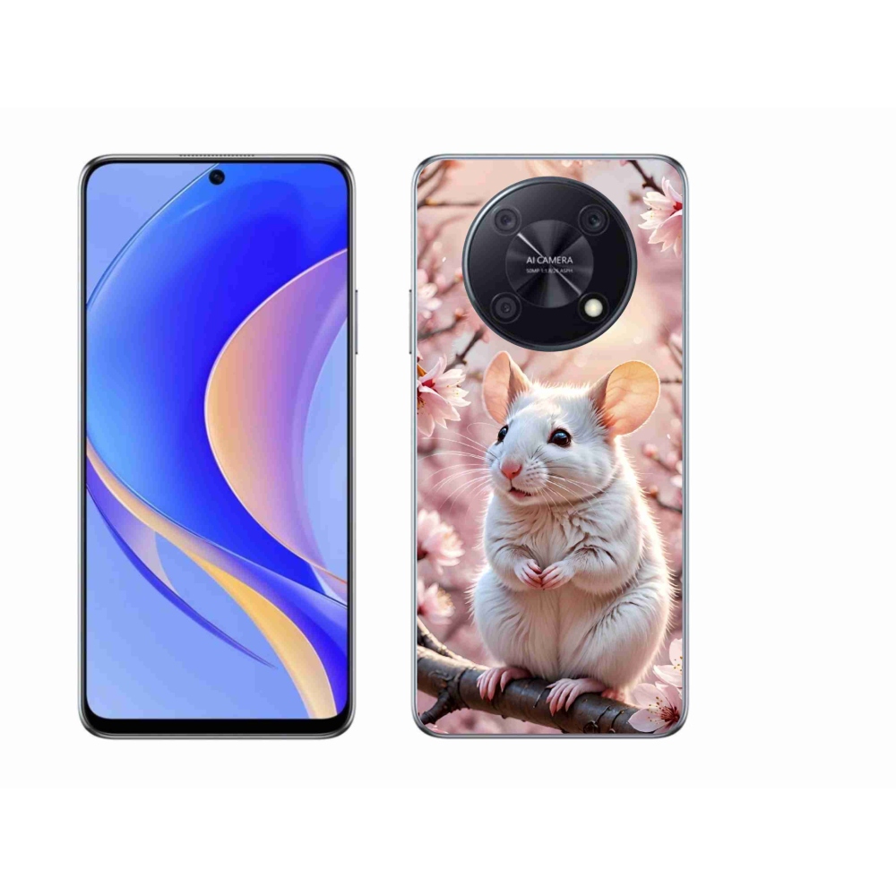 mmCase gél tok a Huawei Nova Y90-hez – fehér egér egy ágon