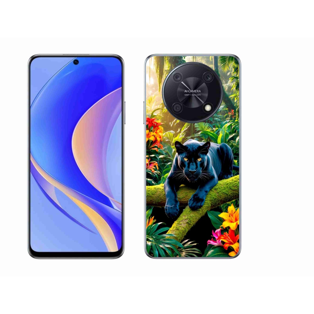 Gél borítás mmCase a Huawei Nova Y90-hez - fekete párduc a dzsungelben
