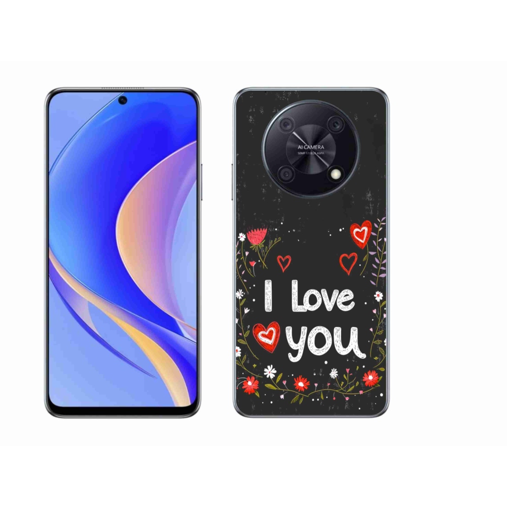 Gél borító mmCase a Huawei Nova Y90-hez - Szeretlek fekete háttérrel