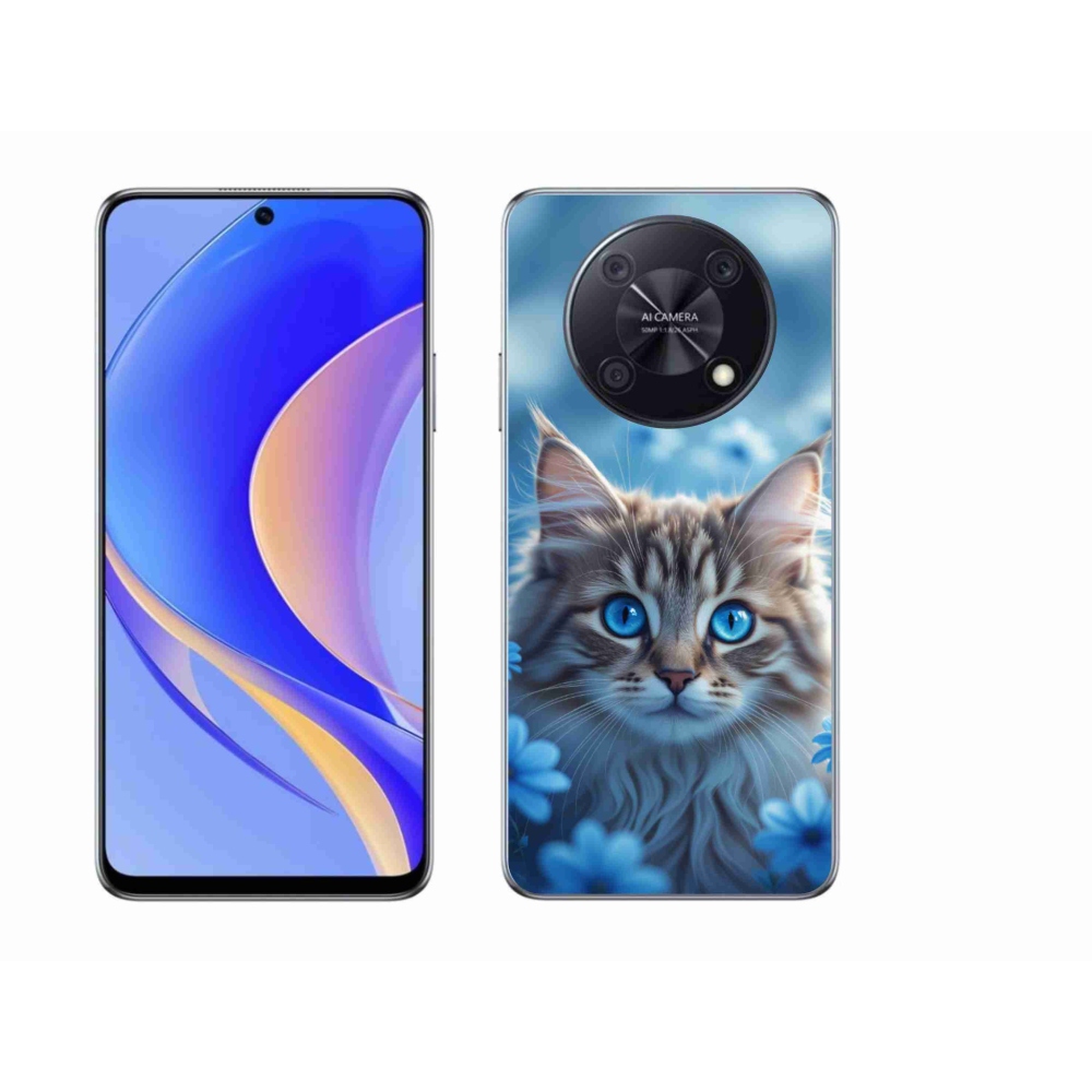 mmCase gél tok a Huawei Nova Y90-hez – kiscica kék virágokkal