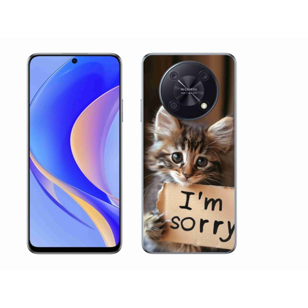 Gél borító mmCase a Huawei Nova Y90 készülékhez - macska bocsánatkérése
