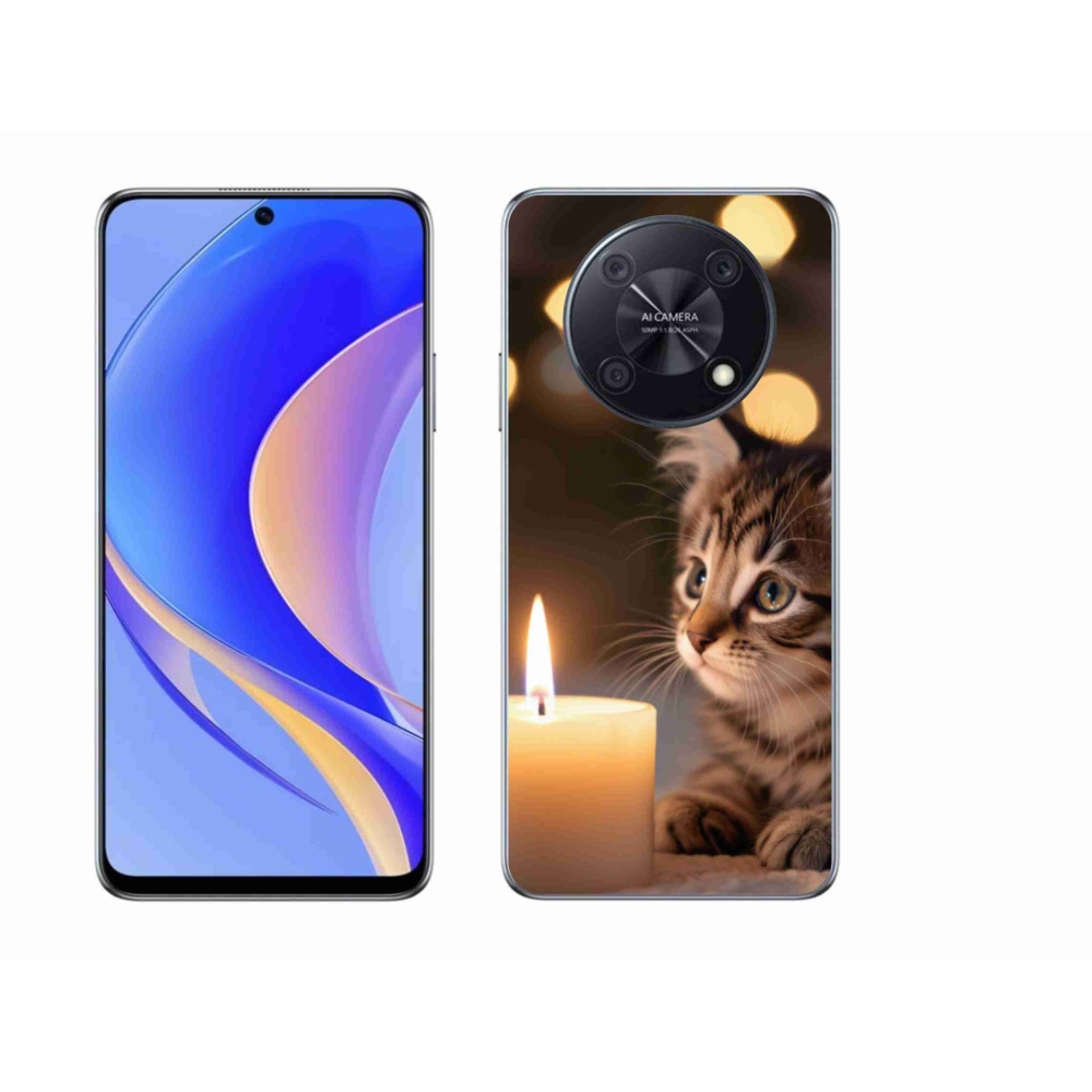 Gél borító mmCase a Huawei Nova Y90 készülékhez - cica és gyertya