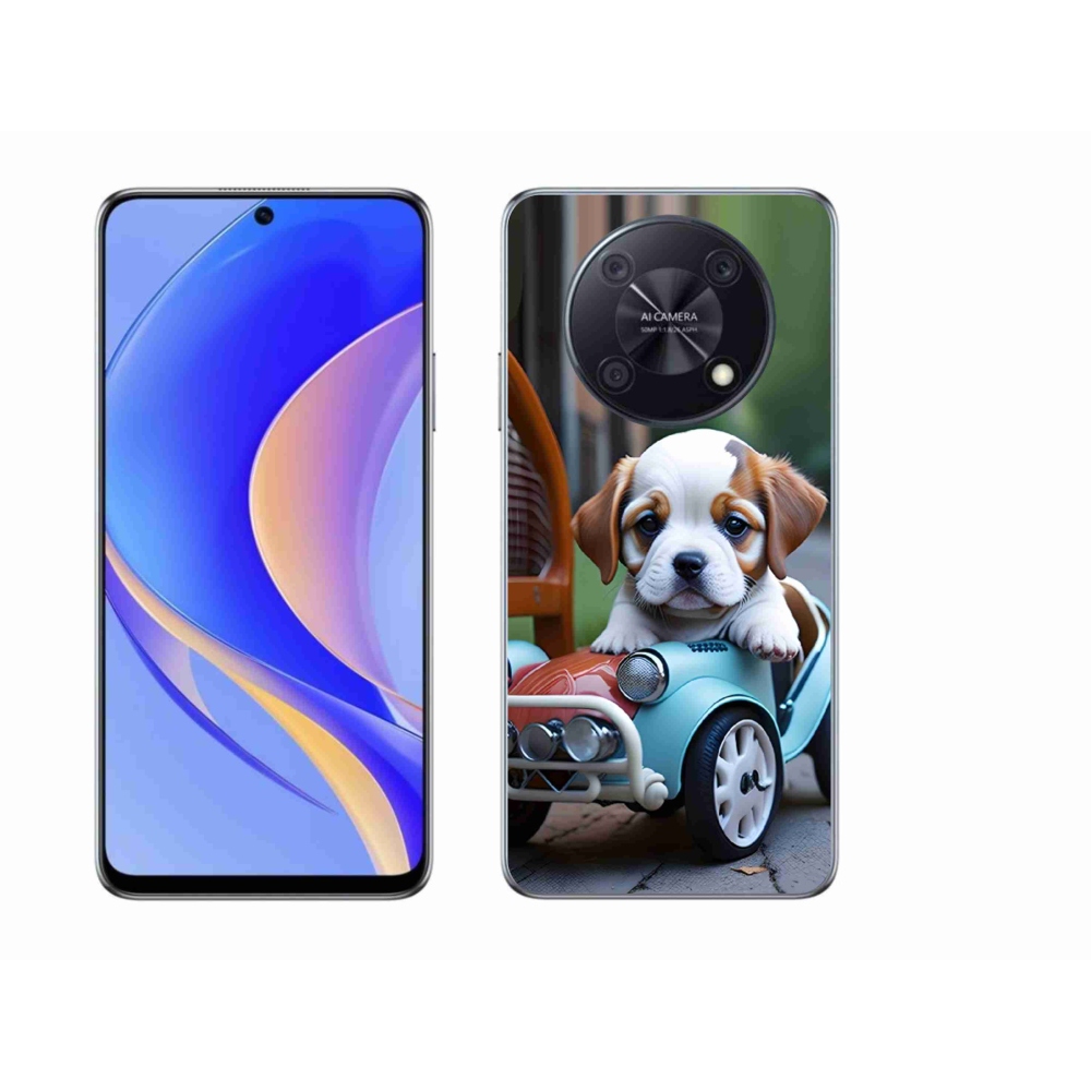 mmCase gél tok a Huawei Nova Y90-hez – kiskutya retro autóban