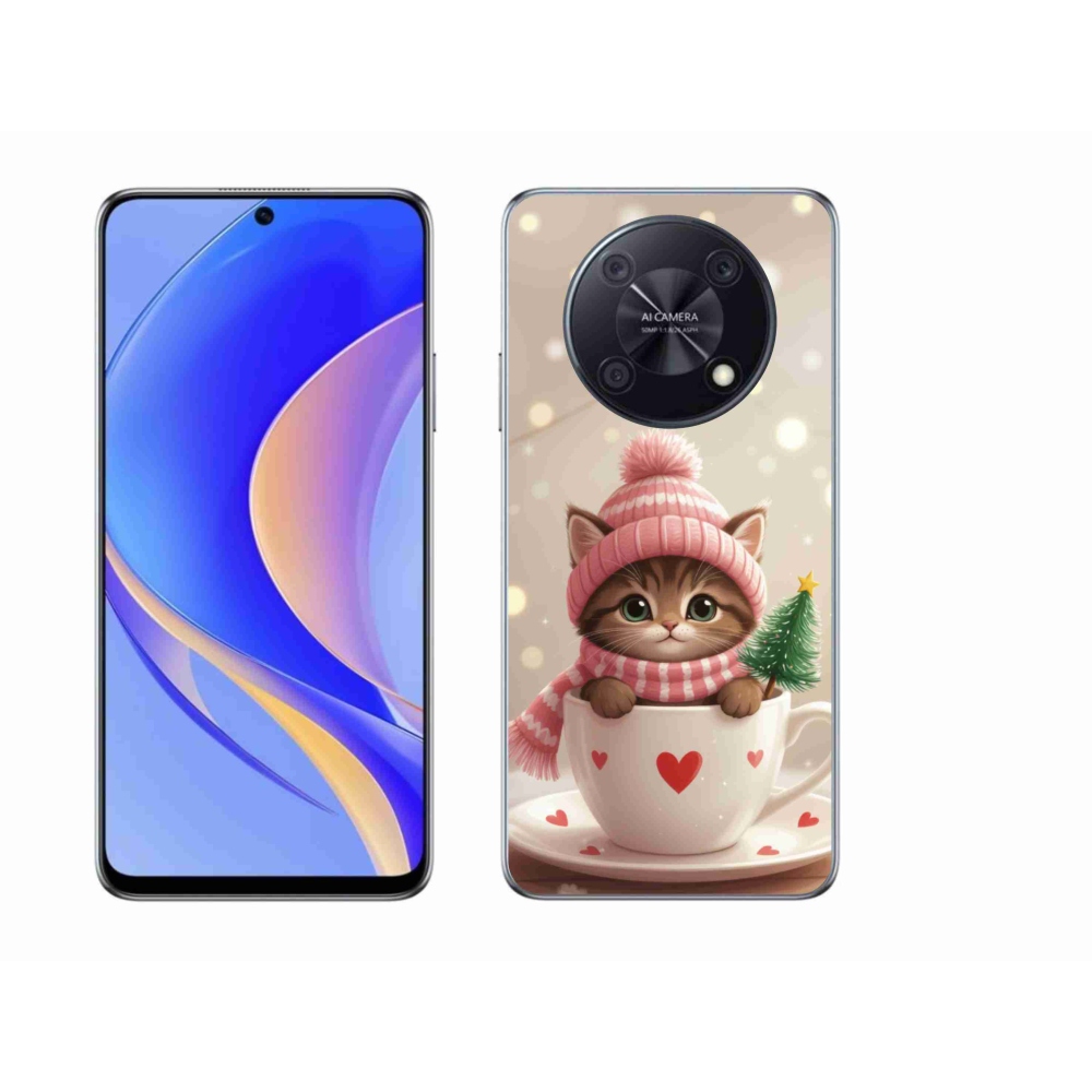 mmCase gél tok a Huawei Nova Y90-hez – karácsonyi cica csészében