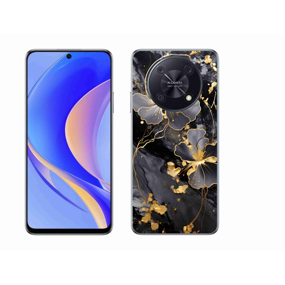 Gél borító mmCase a Huawei Nova Y90 készülékhez - arany virágok
