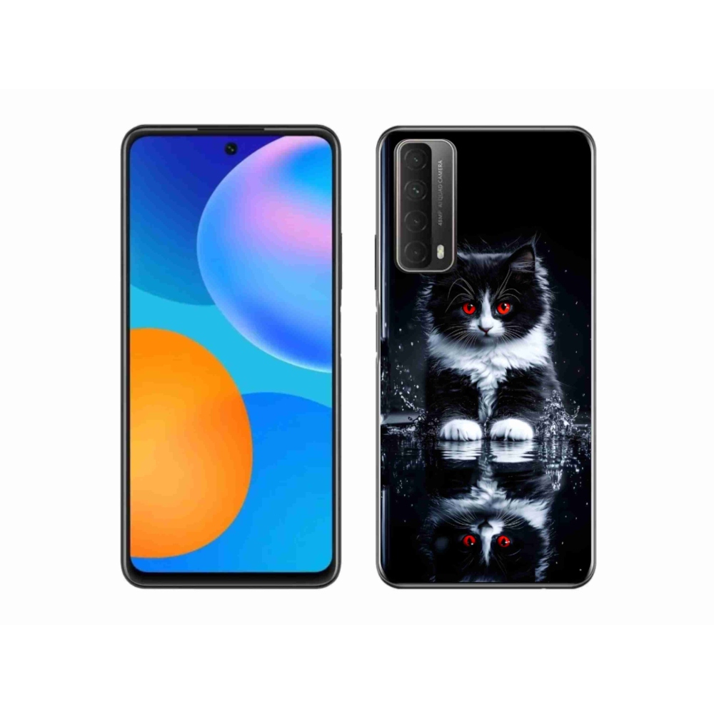 Gél védőhuzat mmCase a Huawei P Smart (2021) - fekete-fehér cica számára
