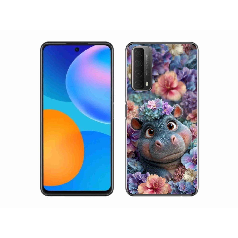 mmCase gél tok a Huawei P Smart (2021) készülékhez – virágokkal díszített víziló